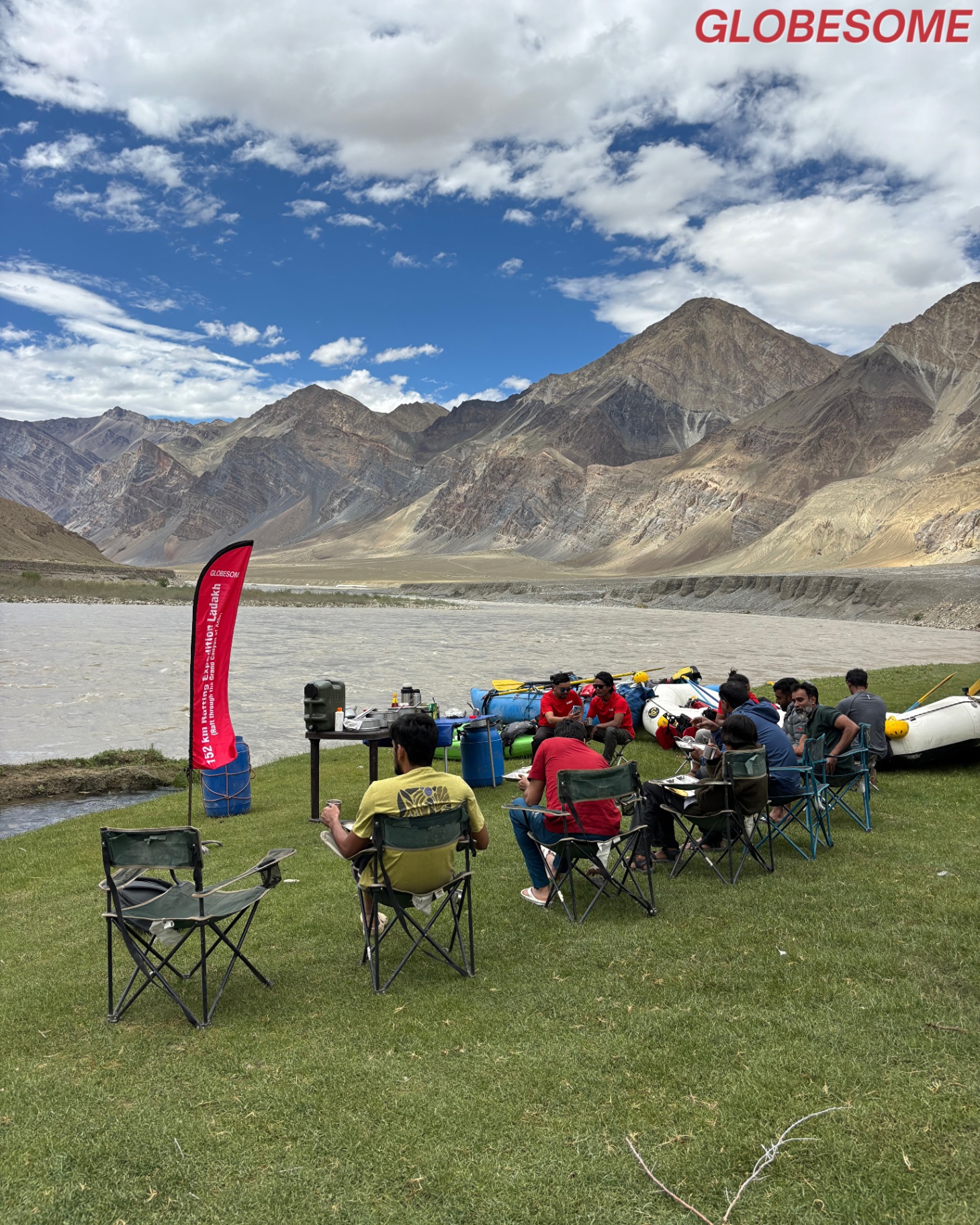 Riverside mess - the crew refuels